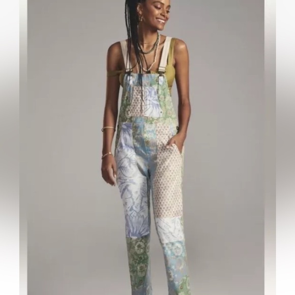 SOLD: Anthropologie Pilcro The Wanderer Overalls patchwork - Picture 2 of 8